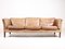 Vintage Danish Three-Seater Tan Leather Sofa, 1970s, Image 1