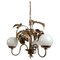 Chandelier with Gilded Leaves and White Opaline in the style of Hans Kögl, 1970s 1