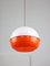 Lampada a sospensione Space Age in vetro acrilico arancione e ottone, Italia, anni '70, Immagine 12