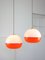 Lampada a sospensione Space Age in vetro acrilico arancione e ottone, Italia, anni '70, Immagine 1