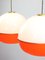 Lampada a sospensione Space Age in vetro acrilico arancione e ottone, Italia, anni '70, Immagine 2