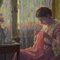 Henri-Charles Angéniol, Portrait of Young Woman Sewing, Oil on Wood, 20th Century, Framed 3
