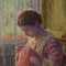 Henri-Charles Angéniol, Portrait of Young Woman Sewing, Oil on Wood, 20th Century, Framed 4