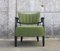 Danish Black Wooden and Green Wool Curved Easy Chair, 1940s, Image 2