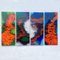 Large Ceramic Art Tiles with Multi Color Bright Glazes, 1970s, Set of 4 12