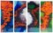 Large Ceramic Art Tiles with Multi Color Bright Glazes, 1970s, Set of 4 1