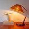 Lampada da tavolo in teak e vimini di Temde, anni '50, Immagine 2