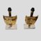 Lampes de Bureau Sculpture Face Vintage en Laiton, 1970s, Set de 2 4