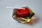 Sommerso Red and Yellow Ashtray by Seguso, Faceted Glass, Murano, Italy, 1970, Image 2