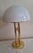 Vintage German Table Lamp with Brass Frame and Opaque White Glass Shade from Limburg, 1980s 2