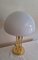 Vintage German Table Lamp with Brass Frame and Opaque White Glass Shade from Limburg, 1980s 4