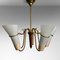 Mid-Century Modernist Swedish Chandelier in Brass, Birch and Glass, 1940s 3
