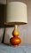 Iridescent Ceramic Table Lamp with Linen Shade, 1960s 1