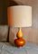 Iridescent Ceramic Table Lamp with Linen Shade, 1960s 8