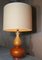 Iridescent Ceramic Table Lamp with Linen Shade, 1960s 4