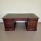 Bureau Chesterfield Double Face en Acajou avec Plateau en Cuir 2