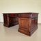 Bureau Chesterfield Double Face en Acajou avec Plateau en Cuir 6