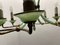 Opaline Glass Bronze Chandelier, 1950s 12