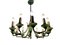 Opaline Glass Bronze Chandelier, 1950s 7