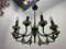 Opaline Glass Bronze Chandelier, 1950s 11