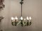 Opaline Glass Bronze Chandelier, 1950s 3