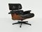 Poltrona Eames in palissandro e pelle nera patinata di Herman Miller, 1956, Immagine 2