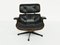 Poltrona Eames in palissandro e pelle nera patinata di Herman Miller, 1956, Immagine 4