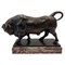 Französischer Künstler, Art Deco Bull Skulptur, Bronze auf Marmorsockel 1