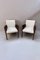 Set of Art Deco White Boucle Fabric & Black Velvet Armchairs 3