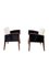 Set of Art Deco White Boucle Fabric & Black Velvet Armchairs 7