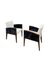 Set of Art Deco White Boucle Fabric & Black Velvet Armchairs 11