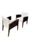 Set of Art Deco White Boucle Fabric & Black Velvet Armchairs 2