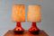 Rote Keramik Nachttischlampen, 1960er, 2er Set 6