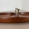 Large Teak Bowl with Brass and Leather Handle attributed to Carl Auböck, Austria, 1950s 16