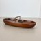 Large Teak Bowl with Brass and Leather Handle attributed to Carl Auböck, Austria, 1950s 2