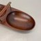 Large Teak Bowl with Brass and Leather Handle attributed to Carl Auböck, Austria, 1950s 5