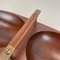 Large Teak Bowl with Brass and Leather Handle attributed to Carl Auböck, Austria, 1950s 10