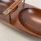Large Teak Bowl with Brass and Leather Handle attributed to Carl Auböck, Austria, 1950s 9