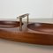 Large Teak Bowl with Brass and Leather Handle attributed to Carl Auböck, Austria, 1950s 17