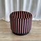 Modern Pink and Yellow Striped Black Velvet Pouf, 2000s, Image 3