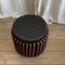 Modern Pink and Yellow Striped Black Velvet Pouf, 2000s, Image 9