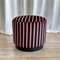 Modern Pink and Yellow Striped Black Velvet Pouf, 2000s, Image 4
