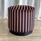 Modern Pink and Yellow Striped Black Velvet Pouf, 2000s, Image 2