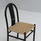 Sedie vintage nere con seduta in vimini, set di 4, Immagine 4