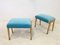 Italian Stools in Blue Velvet, 1950s, Set of 2 7