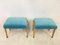 Italian Stools in Blue Velvet, 1950s, Set of 2 3