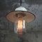 Lampe à Suspension Industrielle Vintage en Laiton Émaillé Vert, Porcelaine et Verre Clair 3