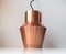 Danish Solid Copper Pendant Lamp from Fog & Morup, 1960s 1