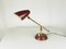 Kleine verstellbare Mid-Century Tischlampe aus Metall & Messing in Burgunderrot, Oscar Torlasco zugeschrieben, 1950er 7