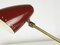 Kleine verstellbare Mid-Century Tischlampe aus Metall & Messing in Burgunderrot, Oscar Torlasco zugeschrieben, 1950er 2